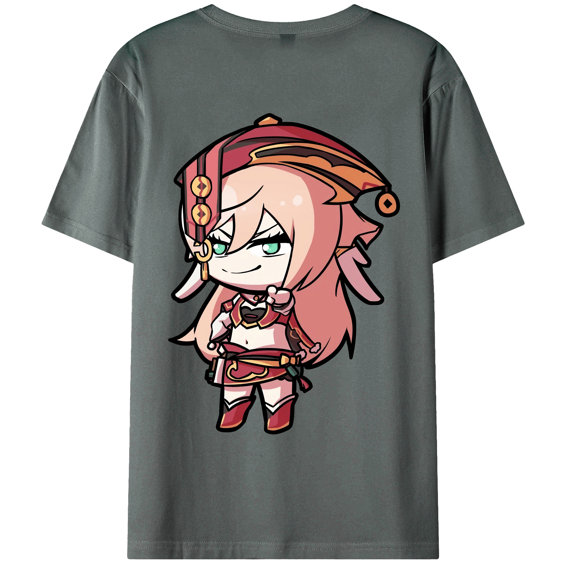 げんし神 ヤンフェイ genshin Yanfei 綿100％ メンズ半袖Tシャツ（バックプリント） 通気性